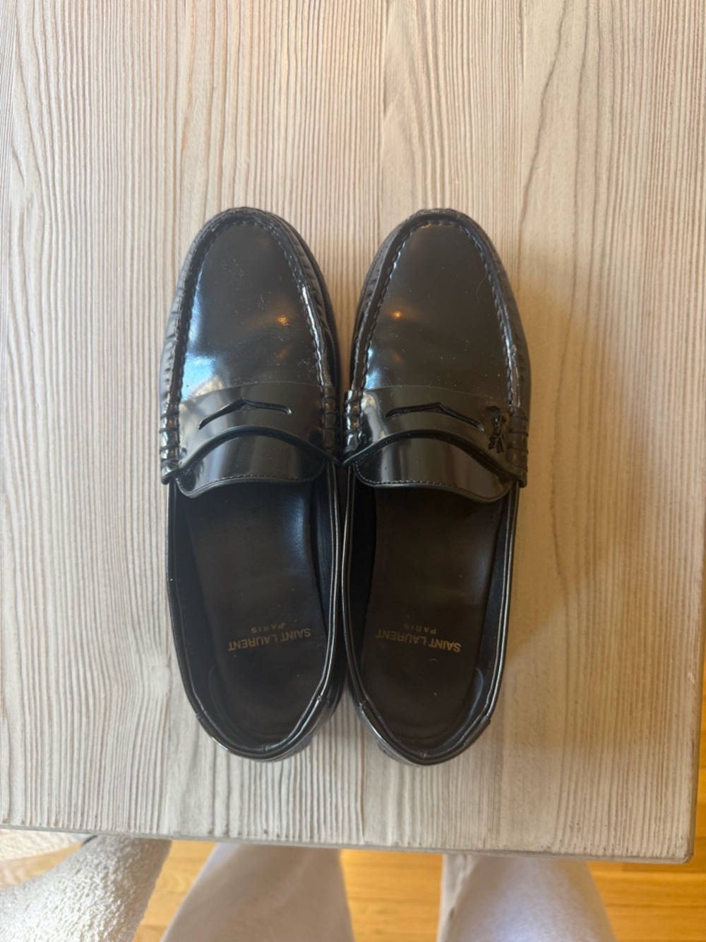 Saint Laurent Black Leather Penny Loafers